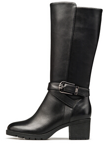 康奈(kangnai)2015新款冬季流行软牛皮简约女靴1253019高跟中筒靴女靴子